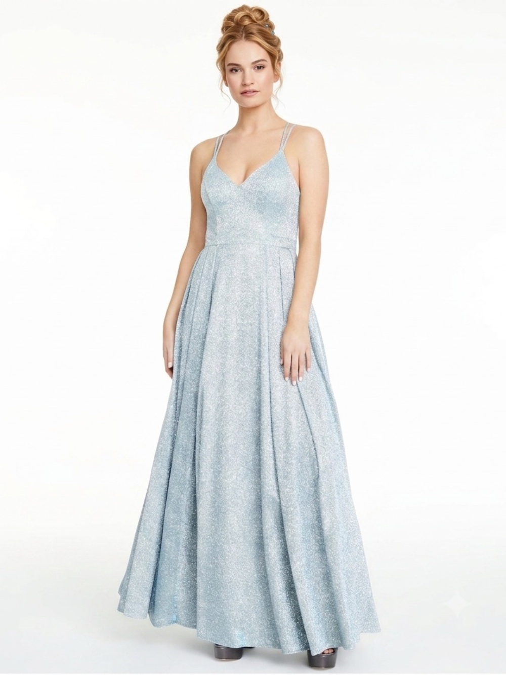 Sequin hearts Light Blue Sparkle VNeck sweetheart Evening Gown Cinderella size 7